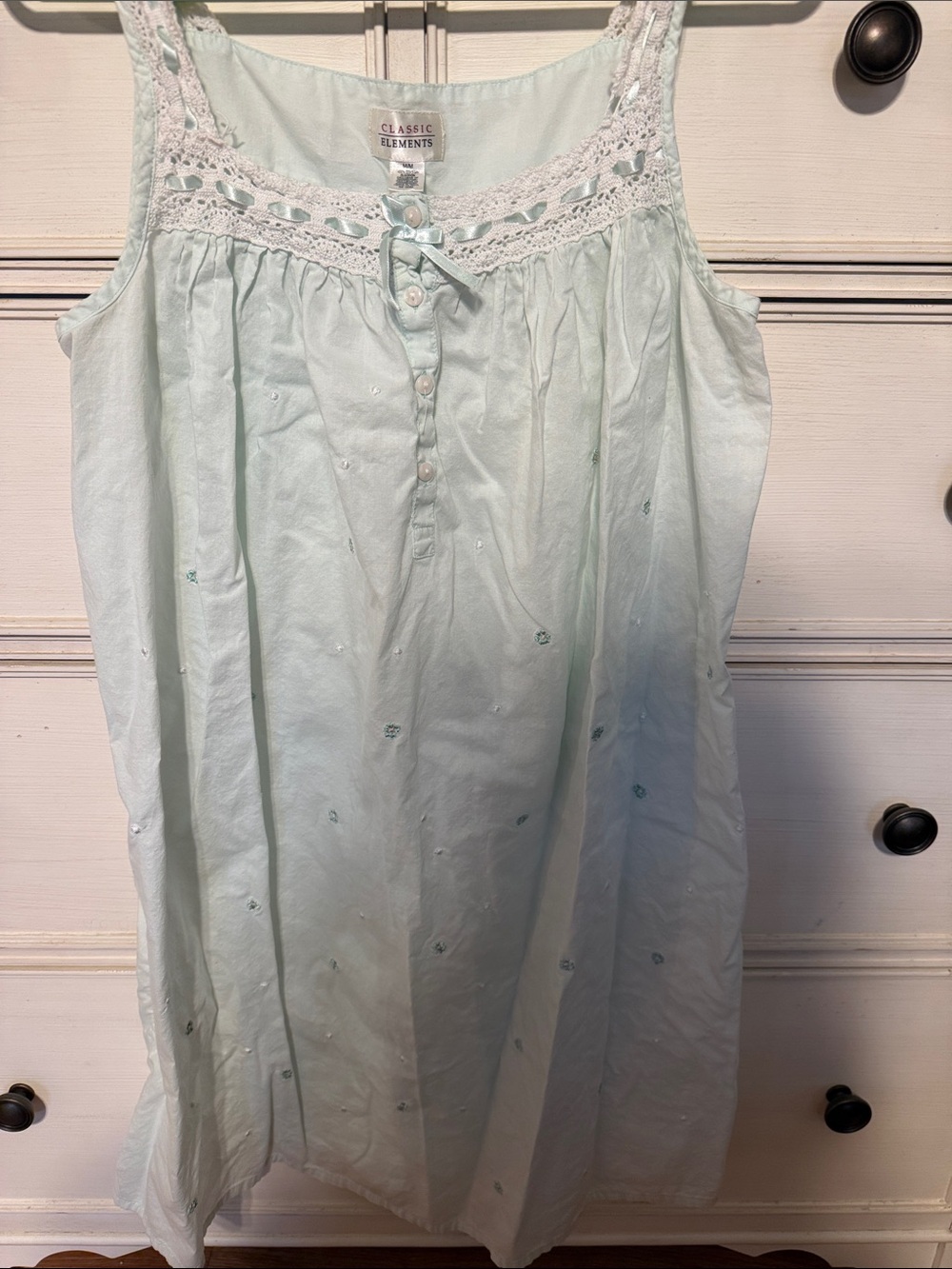 Cottage Core/ Classic  Elements Mint Green Lace- sleeveless nightgown